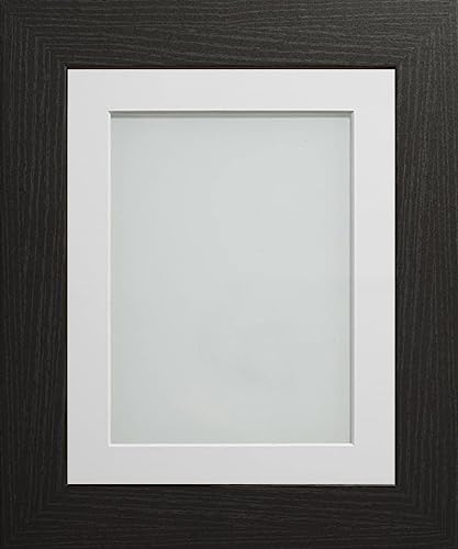 Frame Company Watson Matte Black Picture Photo Frame fitted with Perspex, 12x10 inch with Off-White Mount for image size 7x5 inch
