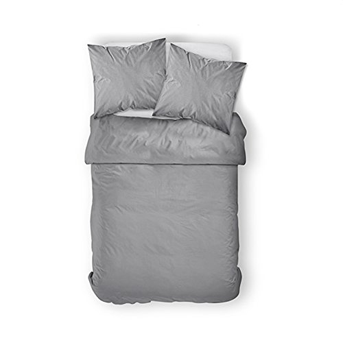 TODAY HC3 Stockholm Kris Quartz Double Bed Set/Duvet Cover and 2 Pillowcases, Cotton, Grey, 220 x 240 cm