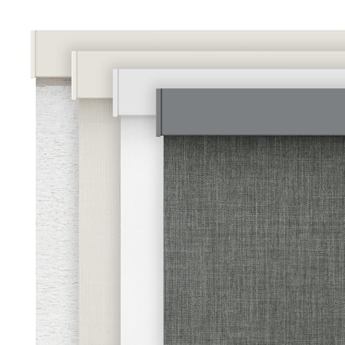 AOSKY Linen Roller Blinds Shades for Indoor Windows Pull Down Cordless Blackout Black Out Window Shade 28 Inch Blinds for Home Dark Grey