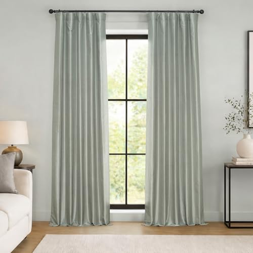 HPD Half Price Drapes Faux Silk Blackout Curtains 108 Inches Long for Bedroom & Living Room Vintage Textured Blackout Curtain (1 Panel), 50W x 108L, Silver