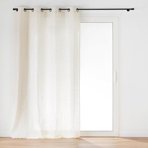 Douceur d'Intérieur, LOGAN LINEN EFFECT WOVEN EYELET CURTAIN 140 X 260 CM