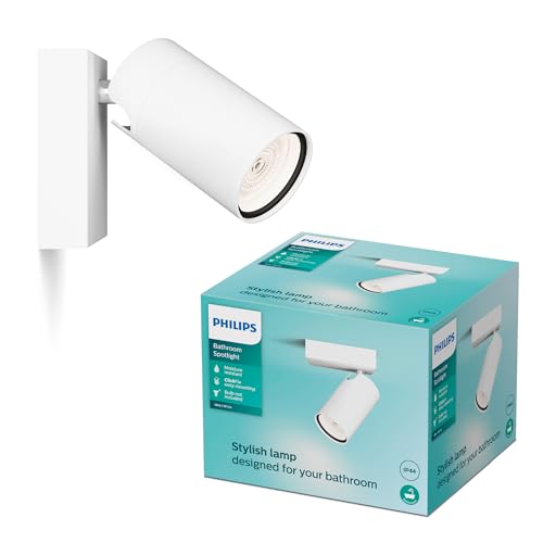 PHILIPS Idris 1-Head spot, GU10 lamp not Included, White, IP44, Water-Resistant