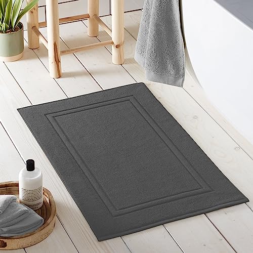 Drift Home - Charcoal Bath Mat (50 x 80cm) - Soft & Absorbent - 550GSM Premium Bathroom Mat - Sustainable Cotton (BCI) - Recycled - Machine Washable - Bath Rug Grey