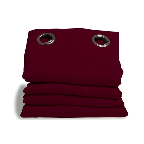 Moondream, 3-in-1 Noise Cancelling Curtain, Thermal Winter & Summer, 100% Blackout Curtain, Patented Technology, Made in EU, Cotton Effect, Ruffle Trims, Garnet Red, 140 x 260 cm (WxH) cm