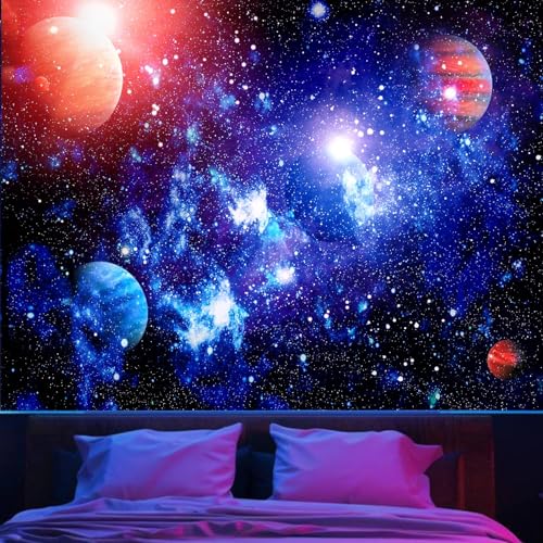 Apdidl Blacklight Space Tapestry for Bedroom, Galaxy Sky Backdrop Aesthetic - Black Light Night Starry Stars Universe Tapestries, Outer Space Nebula Wall Hanging for Living Room Dorm Decor (51'' x 60'')