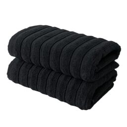BERIBO Cloud Turkish Towel Set 100% Cotton 620gsm (Black, 2 Hand Towels)