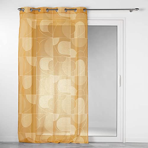 Douceur d'Intérieur, 140 x 280 cm Camel Sandblasted Printed Sketch Eyelet Curtain