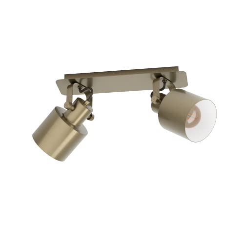 Eglo Spotlight bar Southery - ceiling light fitting with 2 adjustable spot lights, elegant living room lamp made of burnished metal, track lighting with