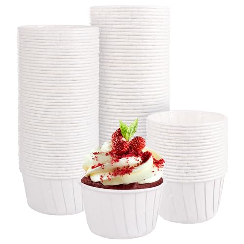 ASelected 100Pcs Cupcake Cups Muffin Cases Greaseproof Cups Disposable Baking Cups for Home Birthday Party Christmas Party Birthday(White)