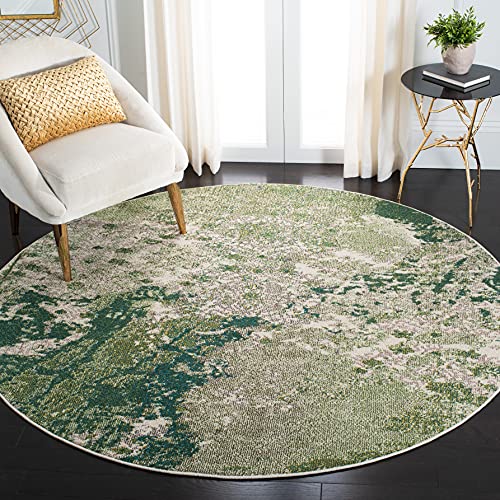 Safavieh Contemporary Rug for Living Room, Dining Room, Bedroom - Madison Collection, Short Pile, in Green and Ivory, 160 x 160 cm