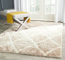 Safavieh Shaggy Indoor Woven Rectangle Area Rug, Montreal Shag Collection, SGM831, in Beige / Ivory, 122 X 183 cm for Living Room, Bedroom or Any Indoor Space