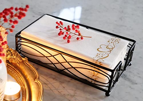 Chez JuJu Black Elegant Sturdy Guest Napkin Holder - Disposable Paper Hand Towel Storage Tray Caddy - Premium Quality - Bathroom Kitchen Dining Table Wedding Party Hotel Office d??cor - Indoor Outdoor