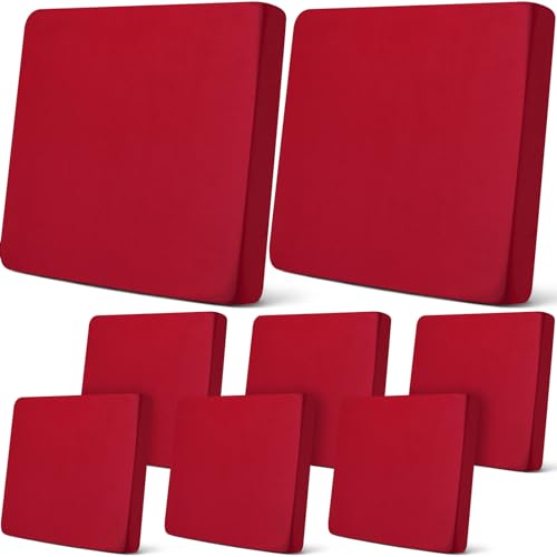 Newwiee 8 Pcs Patio Stretch Sofa Cushion Cover Outdoor Cushion Cover Replacement Couch Slipcover Sofa Seat Cover Flexibility Chair Cushion Cover Furniture Protector (Wine Red,Waterproof Pure)