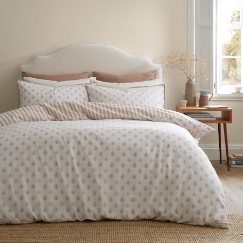 Emily Bond Jaipur Leaves Cotton King Duvet Cover Set Cream/Natural
