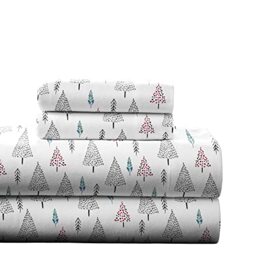 Pointehaven 180 GSM Cotton Flannel Sheet Set - King, Pine Tree