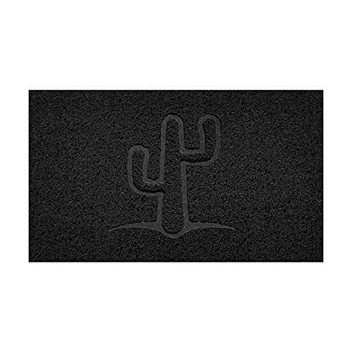 Nicoman Embossed Spaghetti Door Mat Dirt-Trapper Jet-Washable Doormat 70x43cm (Black, CACTUS Shape) - Use Outdoor ONLY