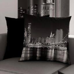 PETTI Artigiani Italiani - Pair of Pillow Cases 80 x 80 cm in Microfibre, Cushions for Bedroom Furniture, Sofa, Living Room, Set of 2 Cushion Covers, Black City Pillowcase, 100% Made in Italy