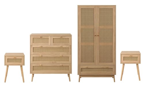 Birlea Oak Wooden 3 Piece Furniture Set Wardrobe Chest of Drawers Bedsides Croxley