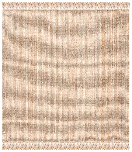 Safavieh Natural Fiber Rug for Living Room, Dining Room, Bedroom - Natural Fiber Collection, Short Pile, in Natural, 122 x 122 cm
