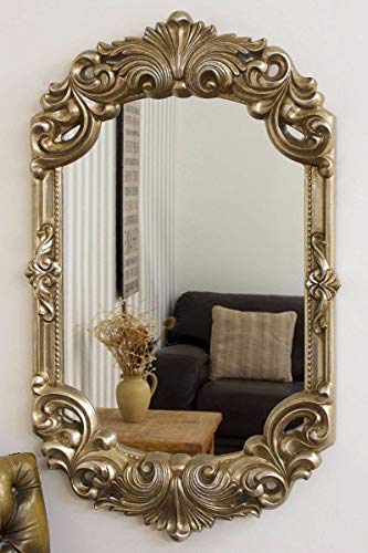 Large Antique Style Silver Rococo Wall Mounted Mirror 42'' x 26''