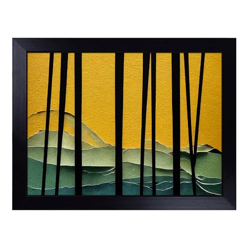 Lap Tray with Bean Bag Cushion, Dazzling Abstract Forest - Handmade in the UK, Raised Wooden Edge, Padded Cushion, Heat-Resistant Wipe-Clean Surface, for Meals, Laptops and Crafts