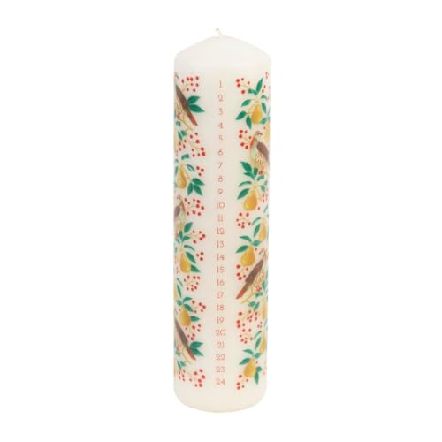 Talking Tables Christmas Advent Candle Christmas Decor Partridge & Pear - Christmas Gift and Decoration with Partridge & Pear design, a 1???24 countdown and up to 25 hours of burn time