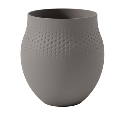 Villeroy & Boch - Manufacture Collier Taupe, Large vase Perle, 18 cm, Premium Porcelain, Taupe