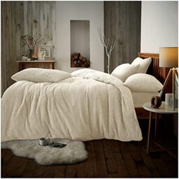 GC GAVENO CAVAILIA Teddy Fleece Luxurious Duvet Cover Sets Super Soft Warm and Cosy Bedding Sets (Cream, Single Duvet Set), 543800