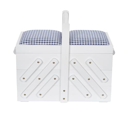 Prym 612578 Sewing Box Wood M White with Fabric