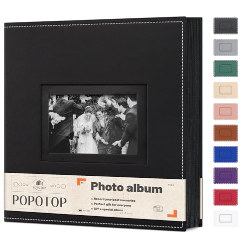 Popotop Photo Album 4x6 500 Pockets with Leather Hardcover Cover, Large Photo Album Binder Book with 50Pcs Pages for Family Travel Wedding Baby Gifts