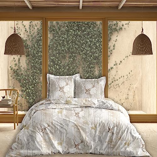CALITEX 1 HC + 2 Pillowcases, Cotton, Taupe, 240_x_220_cm