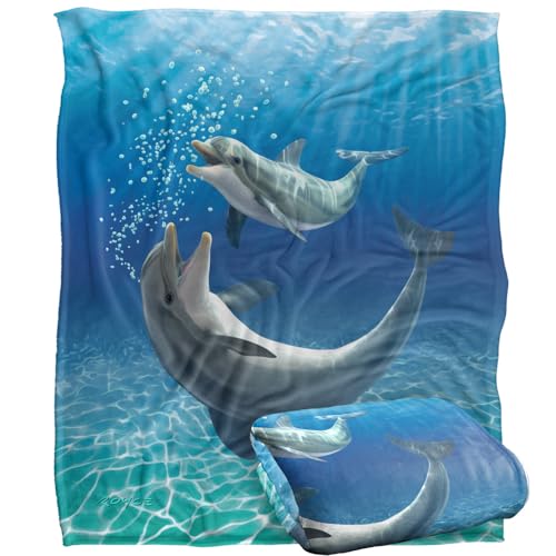 Jq Licensing - Royce Mcclure Dolphin Bubbles Silky Touch Super Soft Throw Blanket 152 X 127 Cm