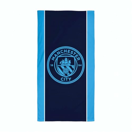 MANCHESTER CITY FC Stripe Towel, Bedroom, Sports, Gift