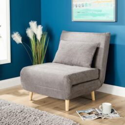 Home Source Single Sofa Bed Grey Convertible Fabric Upholstered Sofa Foldable Sofa Bed for Living Room
