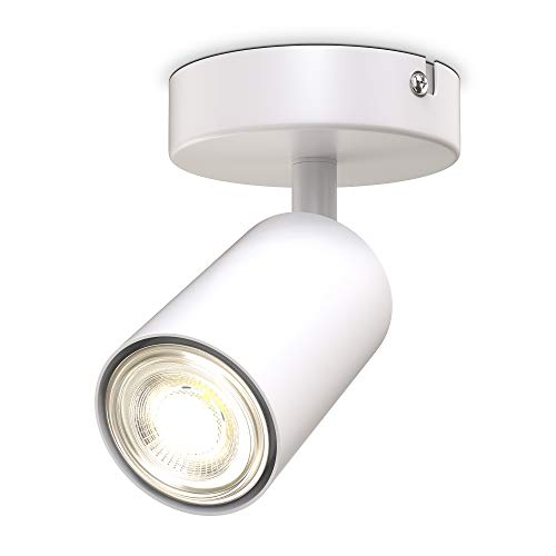 B.K.Licht Wall Light/Ceiling Lamp, Adjustable Spot, GU10 Socket, Bulb not Included, Rotatable Spotlight for Living Room, Bedroom, Corridor, Metal Spot, Flexible Design IP20 230V, 9x9 cm, Matt White