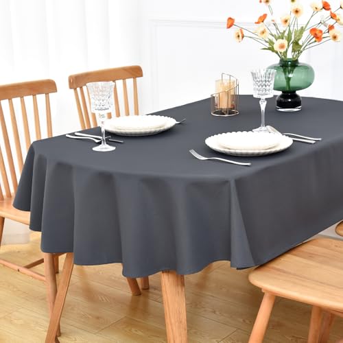 NEWISHER Oval Gray Tablecloth 52 x 70 inch, Polyester Oval Table Cloth - Solid Grey Table Cloth, Reusable Washable Oval Table Cover, Tablecloth for Dining, Kitchen, Party, Wedding, Indoor Outdoor