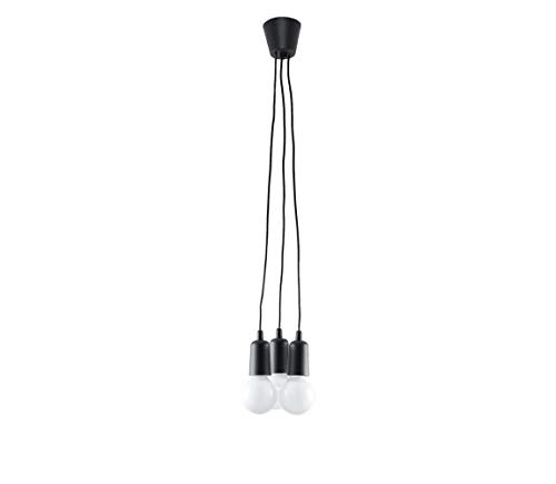 SOLLUX Pendant Lamp Diego Unique Design Without Lampshade Minimalist Lighting Minimalist Lighting LED Triple Bulb Black