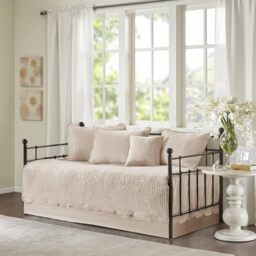 "Madison Park Lightweight Coverlet Bedspread Bedding, Shams, Microfiber, Blush, 75""x39"""