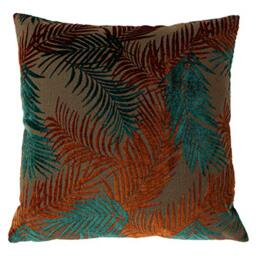 Paoletti Palm Grove Polyester Filled Cushion, Teal/Rust, 50 x 50 cm