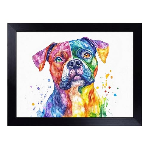 Lap Tray with Bean Bag Cushion, A Staffordshire Bull Terrier Dog - Handmade in the UK, Raised Wooden Edge, Padded Cushion, Heat-Resistant Wipe-Clean Surface, for Meals, Laptops and Crafts