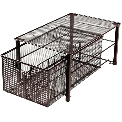 DecoBros Mesh Cabinet Basket Organizer, Bronze (Large - 10 x 15.8 x 7.5)