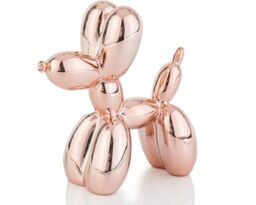 "AMOIENSIS Rose Gold Balloon Dog Statue - Galvanized Animal Sculpture - Small Eclectic Ornament for Shelf and Desk - 4"""