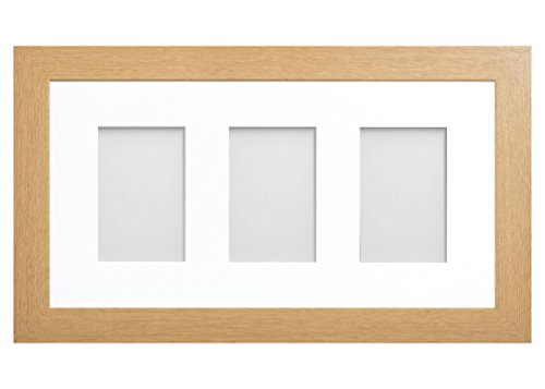 Frame Company Watson Beech Multi-Aperture Photo Frame with Mount, 20x10 for 6x4 (x3 portrait) * Choice of Frame Colour and Mount Design* NEW