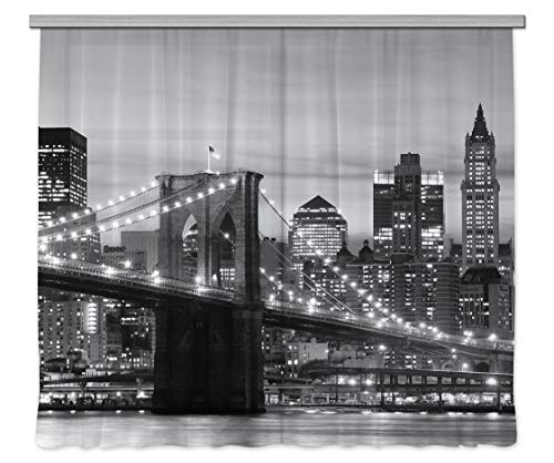 AG Design Curtains - Bridge- curtains - 3D Photo print - 280 x 245 cm/ 110.2 x 96.5 inches - 2 parts - Multicolor, FCSXXL 7416