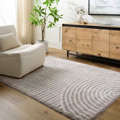 Livabliss Pauline Kakuma Shaggy Berber Style Floor Covering 160x213 cm – Plush Thick Pile for Living Room & Bedroom, Neutral Boho Design, Light Beige & Medium Grey