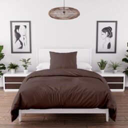 Soleil d'ocre Intemporel Bohemian Washed Microfibre Duvet Cover Set 140 x 200 cm Brown