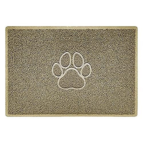 Nicoman Paw Embossed Shape Indoor Outdoor Dirt-Trapper Door Mat Washable Barrier Heavy Duty Doormat - (Watertight Rubber-Back, Large, Beige, 90 x 60cm)
