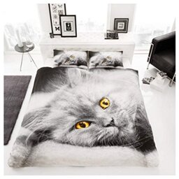 GC GAVENO CAVAILIA 3D Wildlife Duvet Cover Animal Printed Quilt Set Luxury Bedding, 100% Polyester, Multi Grey, Double
