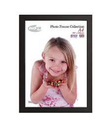 INOV8 British Made Real Wood Picture/Photo Frame A4 (29x21cm) - Auckland 20mm Pine Black