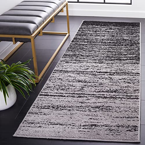 Safavieh Modern Rug for Living Room, Dining Room, Bedroom - Adirondack Collection, Short Pile, in Silver and Black, 80 X 180 cm